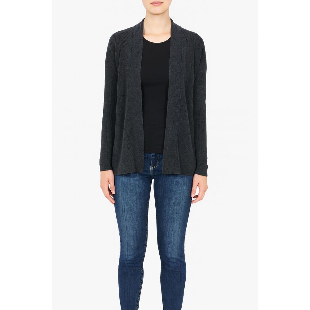 Banana Republic Gray Ribbed Open Front Cardigan Medium Quiet Luxury Prep